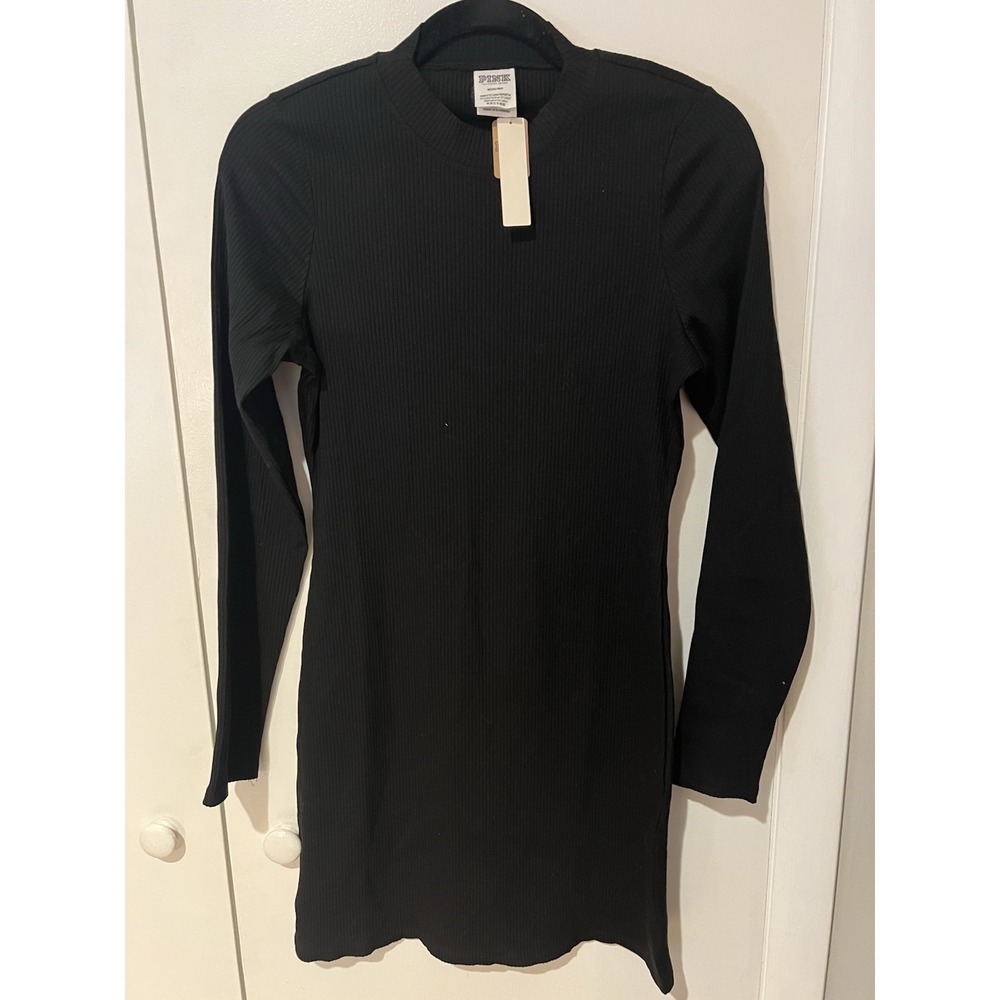 PINK By Victoria's Secret Stretch Cotton‎ Long Sleeve Mock Neck Dress Size M Rib